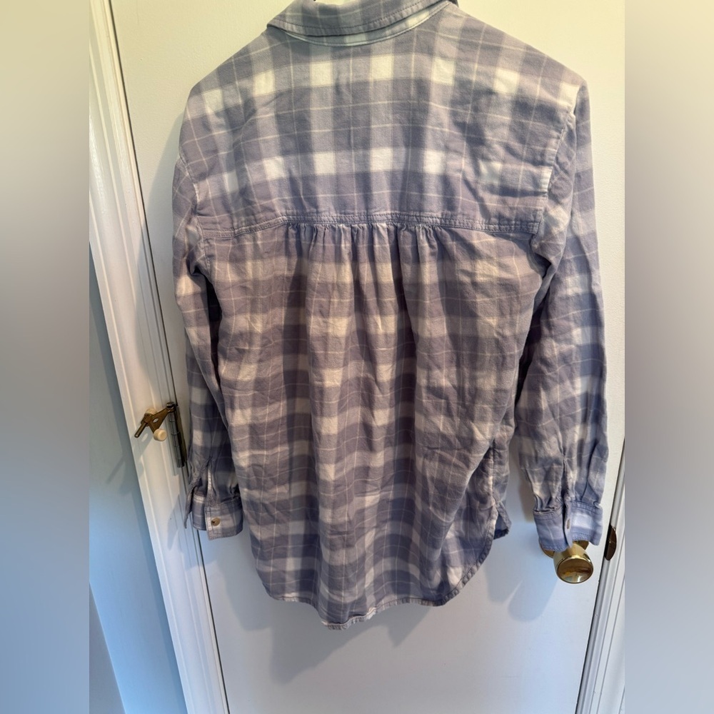 Pilcro Light Blue Checkered Button Down Shirt - Picture 5 of 7